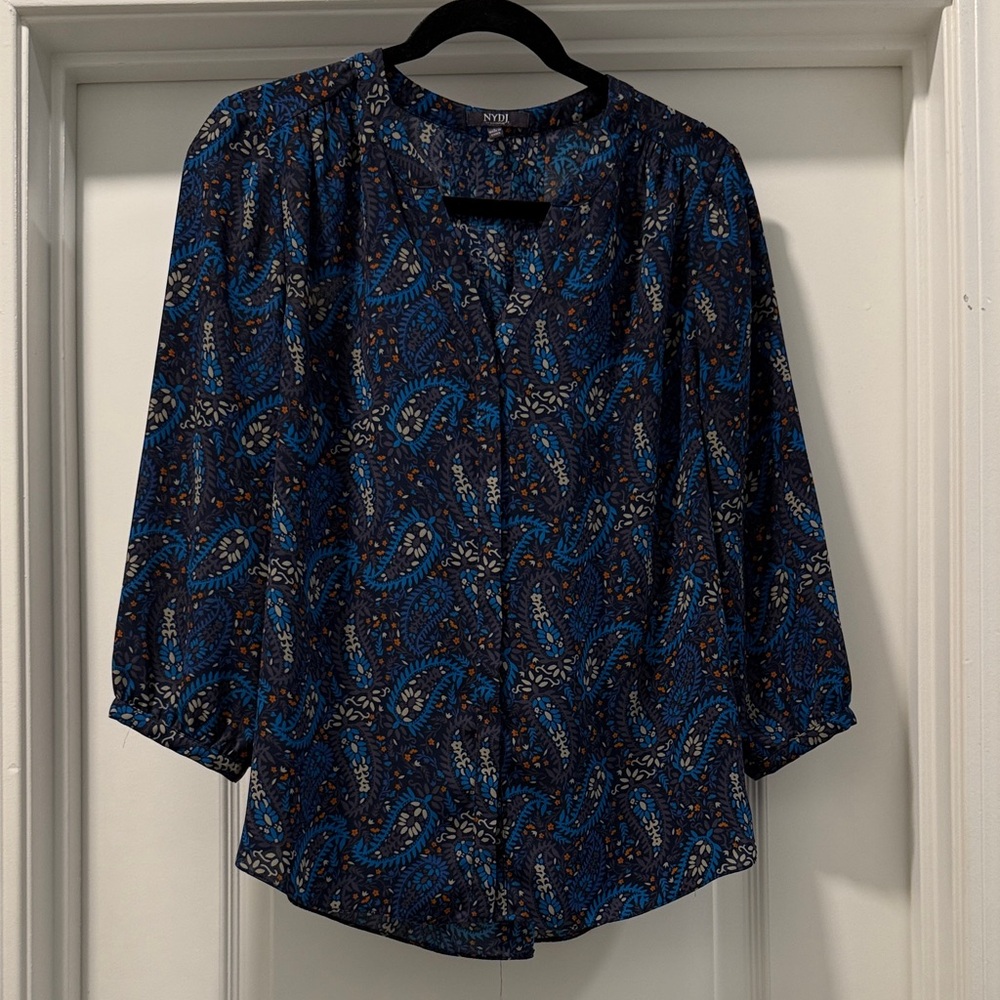 NYDJ Navy and Black Paisley Blouse